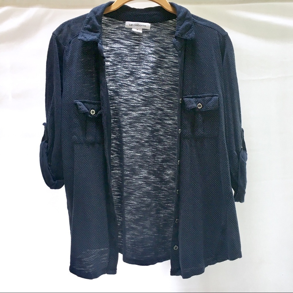 Liz Claiborne button down top w/roll up sleeves